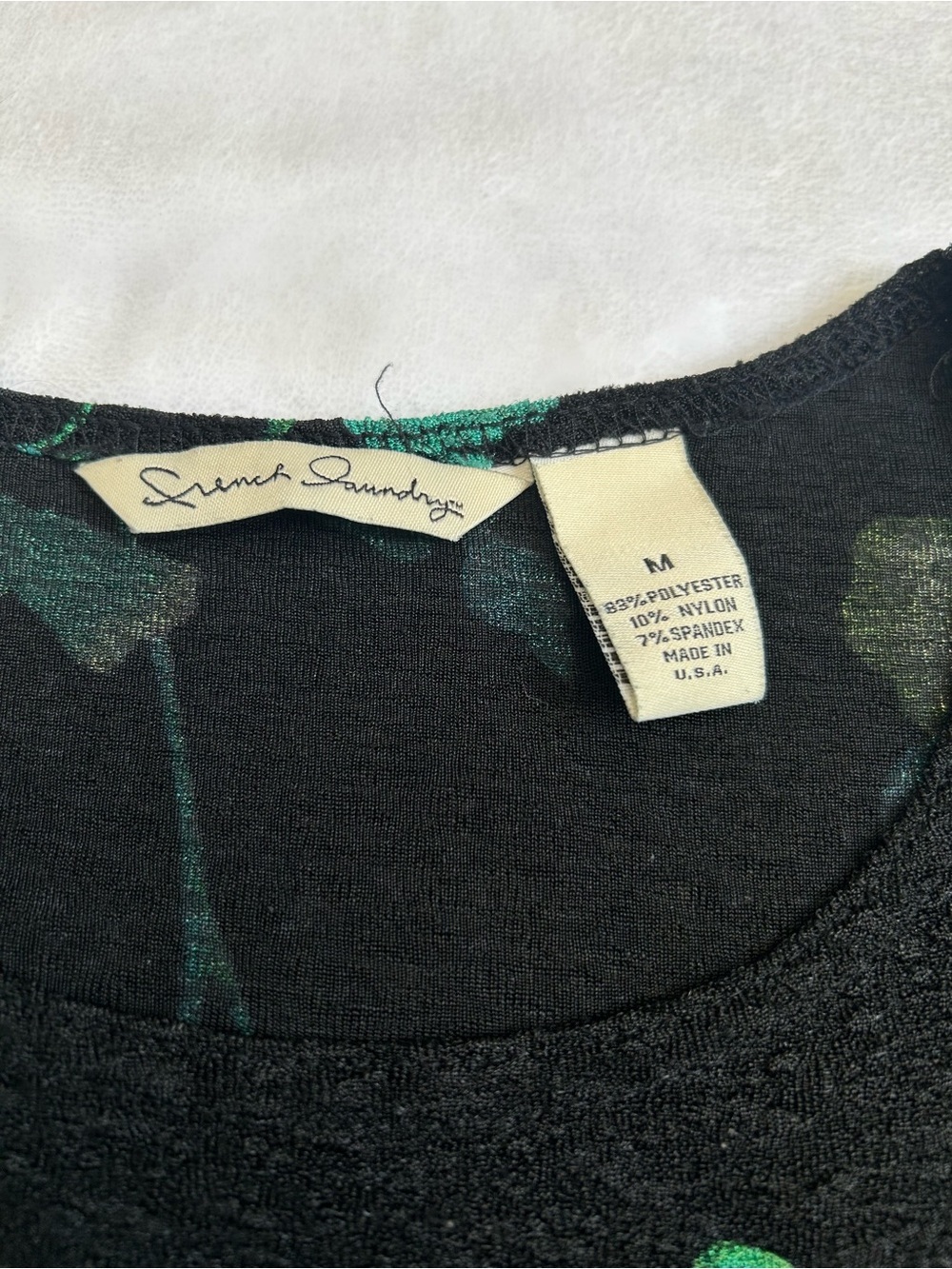French Laundry Black Teal Green Floral Blouse Size Medium - Picture 7 of 10